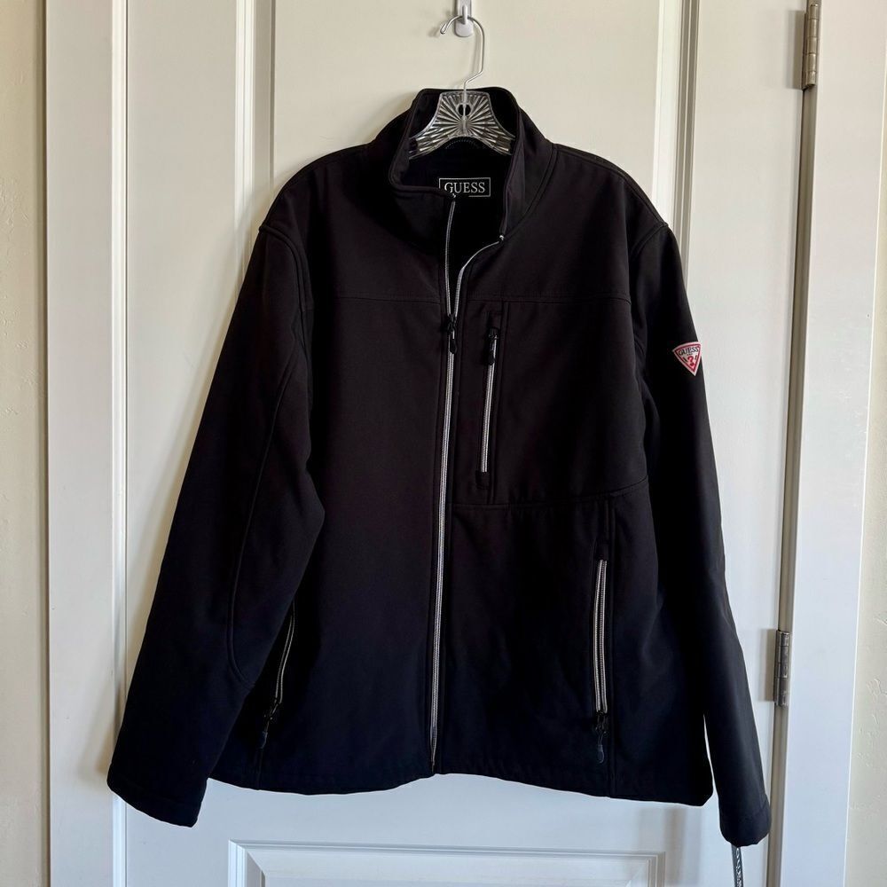 Guess Black Performance Jacket with Stand-Up Collar
